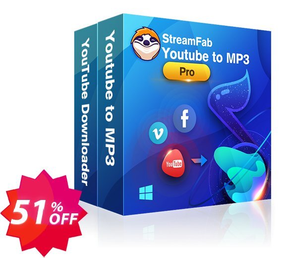StreamFab YouTube Downloader PRO Coupon code 51% discount 