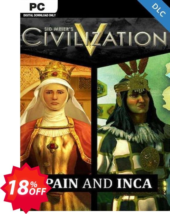 Civilization V Civ and Scenario Double Pack Spain and Inca PC Coupon code 18% discount 