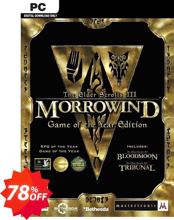 The Elder Scrolls III Morrowind Game of the Year Edition PC Coupon code 78% discount 