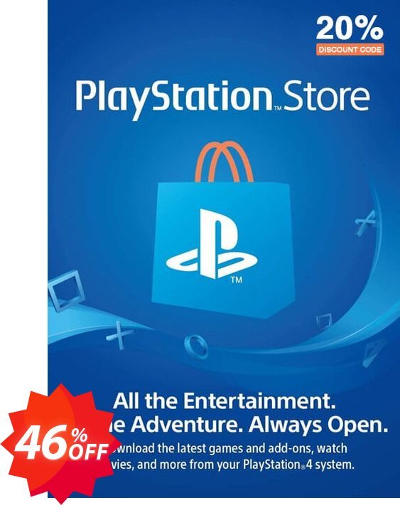 PSN 20% Discount PS4, US  Coupon code 46% discount 