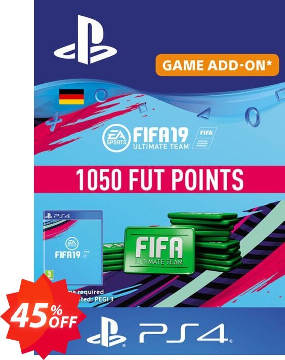 Fifa 19 - 1050 FUT Points PS4, Germany  Coupon code 45% discount 