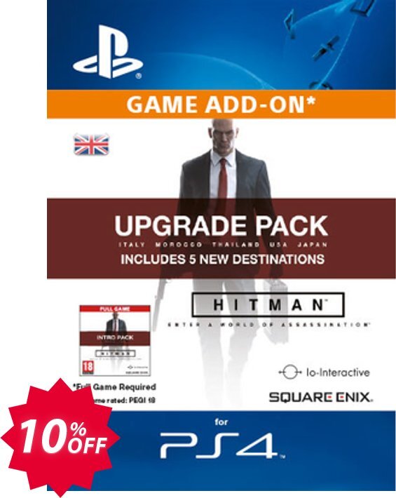 Hitman - Upgrade Pack PS4 - Digital Code Coupon code 10% discount 