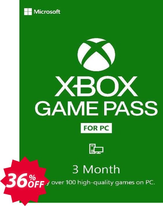 3 Month Xbox Game Pass - PC Coupon code 36% discount 