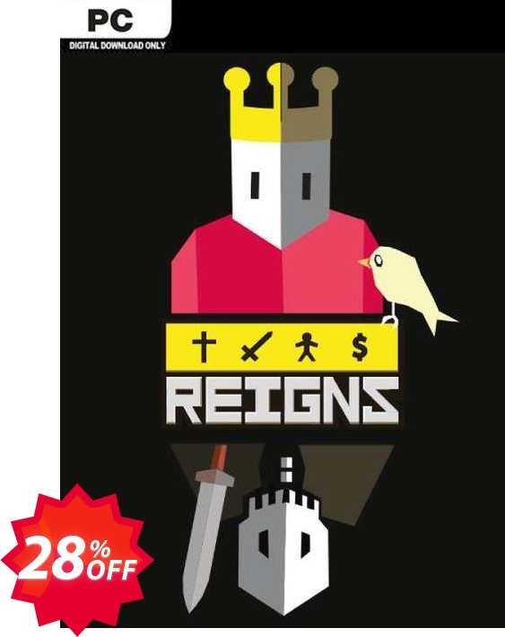 Reigns PC Coupon code 28% discount 