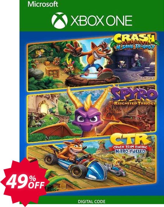 Crash + Spyro Triple Play Bundle Xbox One, UK  Coupon code 49% discount 