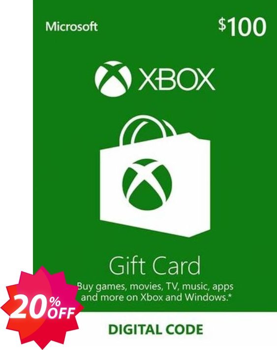 Xbox Gift Card - 100 USD Coupon code 20% discount 