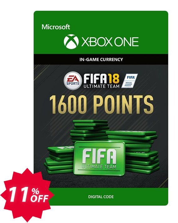 Fifa 18 - 1600 FUT Points, Xbox One  Coupon code 11% discount 