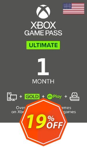 Monthly Xbox Game Pass Ultimate Xbox One / PC, USA  Coupon code 19% discount 