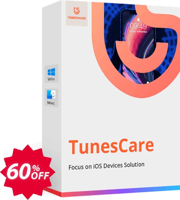 Tenorshare TunesCare Pro, Unlimited Plan  Coupon code 60% discount 