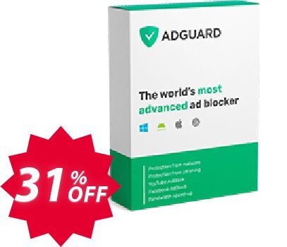 AdGuard Ad Blocker Personal, 3 devices Lifetime Coupon code 31% discount 