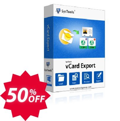 SysTools vCard Export - Enterprise Plan Coupon code 50% discount 