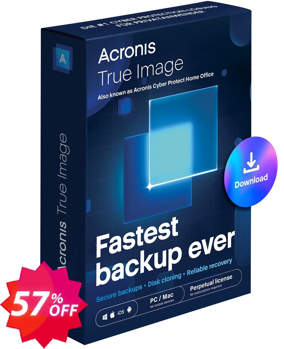 Acronis True Image Essentials Coupon code 57% discount 