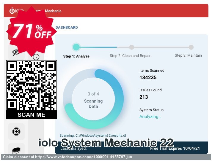 iolo System Mechanic 22 Coupon, discount 70% OFF iolo System Mechanic, verified. Promotion: Impressive sales code of iolo System Mechanic, tested & approved