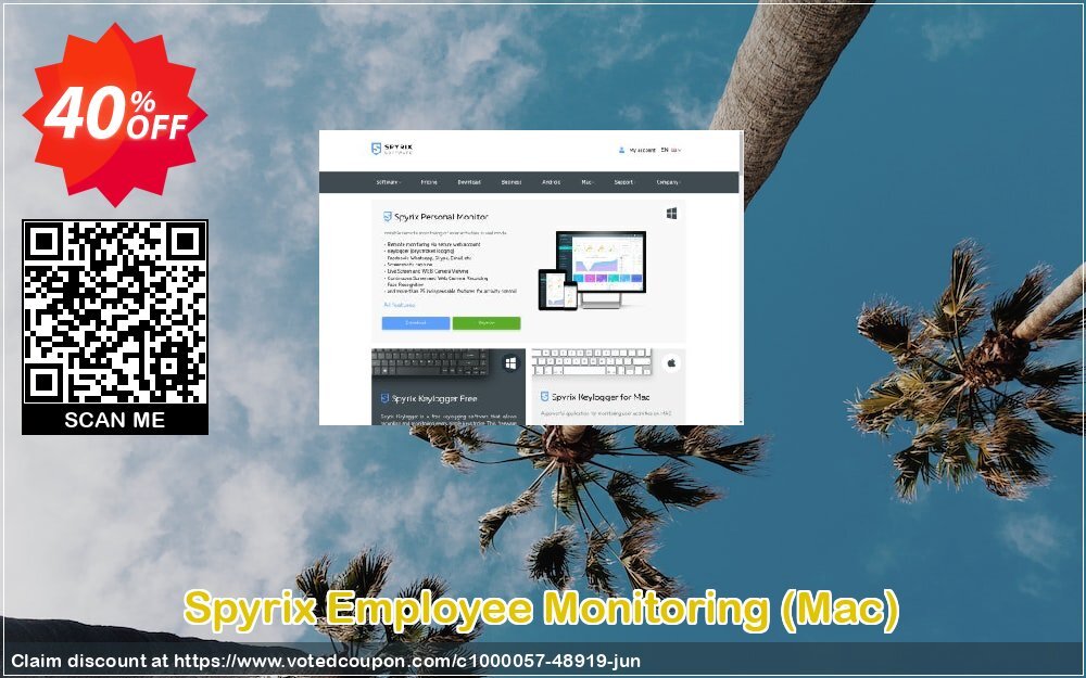 Spyrix Employee Monitoring, MAC  Coupon, discount Discount Spyrix Employee Monitoring 50%, special for MAC version. Promotion: pecial for MAC version, offer code of Spyrix Employee Monitoring 2024