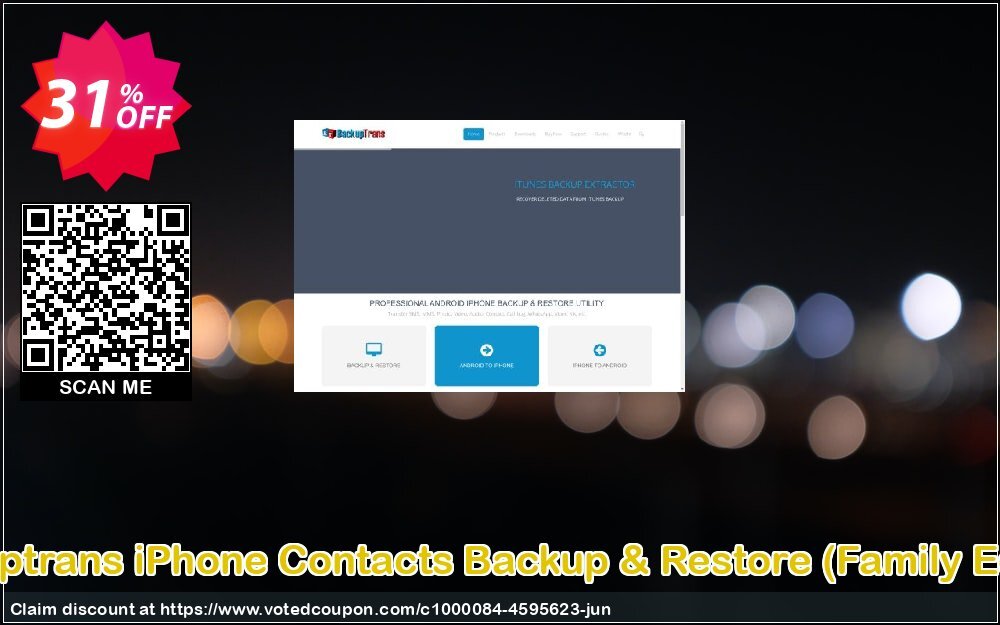 Backuptrans iPhone Contacts Backup & Restore, Family Edition  Coupon, discount Backuptrans iPhone Contacts Backup & Restore (Family Edition) special sales code 2024. Promotion: hottest promotions code of Backuptrans iPhone Contacts Backup & Restore (Family Edition) 2024