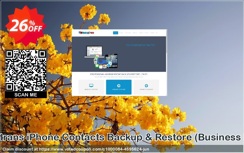 Backuptrans iPhone Contacts Backup & Restore, Business Edition  Coupon, discount Backuptrans iPhone Contacts Backup & Restore (Business Edition) exclusive deals code 2024. Promotion: special sales code of Backuptrans iPhone Contacts Backup & Restore (Business Edition) 2024