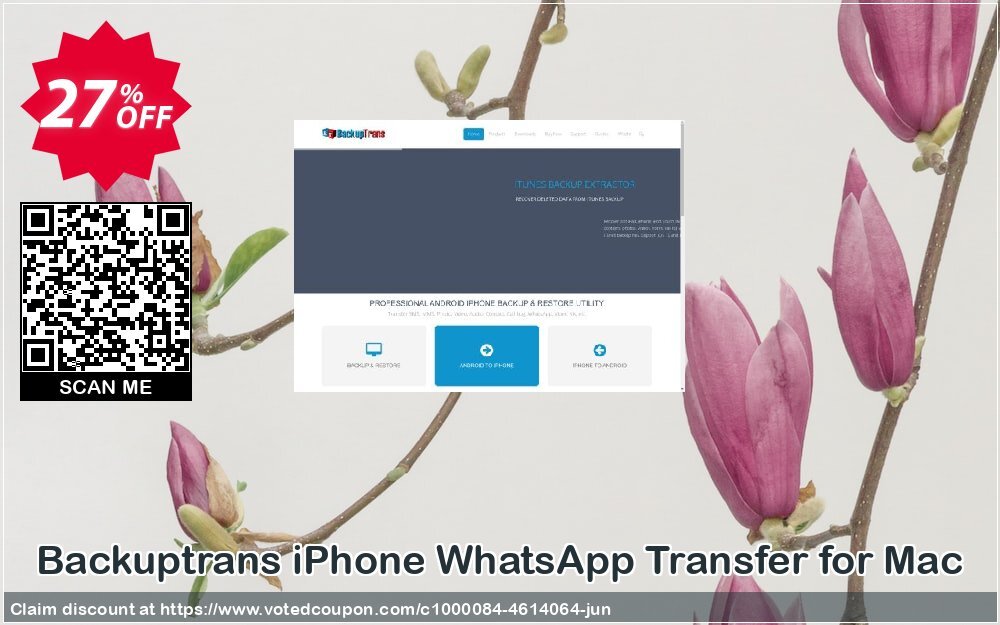 Backuptrans iPhone WhatsApp Transfer for MAC Coupon, discount Backuptrans iPhone WhatsApp Transfer for Mac (Personal Edition) amazing discount code 2024. Promotion: awful offer code of Backuptrans iPhone WhatsApp Transfer for Mac (Personal Edition) 2024