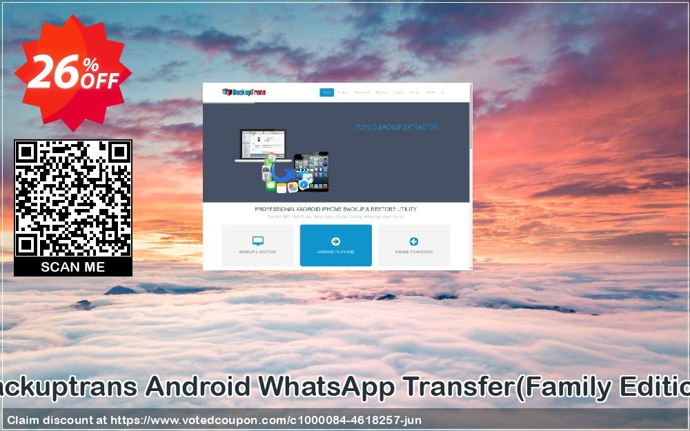 Backuptrans Android WhatsApp Transfer, Family Edition  Coupon, discount Backuptrans Android WhatsApp Transfer(Family Edition) awesome discount code 2024. Promotion: exclusive offer code of Backuptrans Android WhatsApp Transfer(Family Edition) 2024