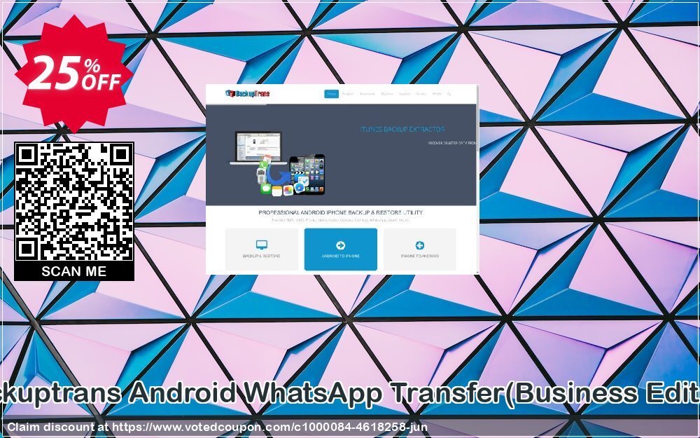 Backuptrans Android WhatsApp Transfer, Business Edition  Coupon, discount Backuptrans Android WhatsApp Transfer(Business Edition) wonderful promo code 2024. Promotion: awesome discount code of Backuptrans Android WhatsApp Transfer(Business Edition) 2024