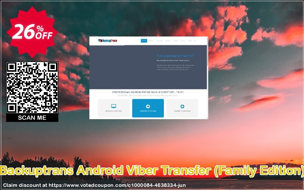 Backuptrans Android Viber Transfer, Family Edition  Coupon, discount Backuptrans Android Viber Transfer (Family Edition) special promo code 2024. Promotion: hottest discount code of Backuptrans Android Viber Transfer (Family Edition) 2024