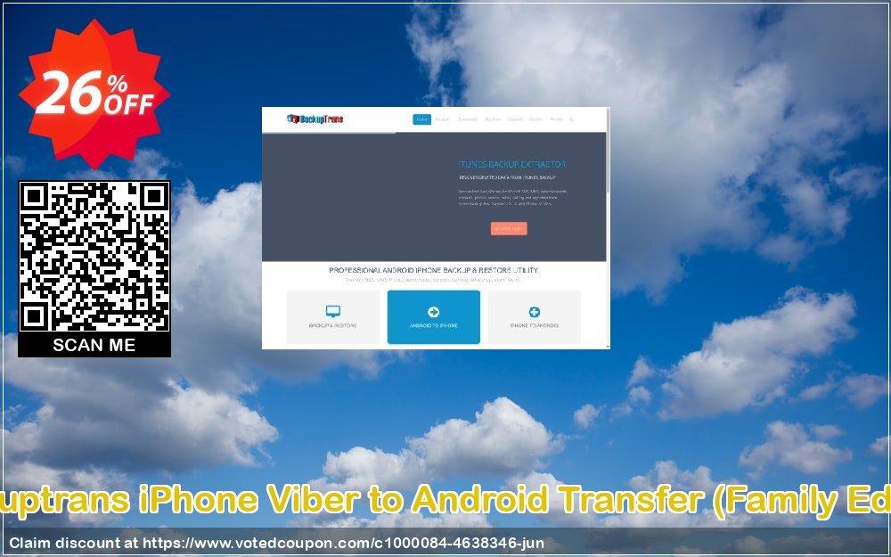 Backuptrans iPhone Viber to Android Transfer, Family Edition  Coupon, discount Backuptrans iPhone Viber to Android Transfer (Family Edition) dreaded offer code 2024. Promotion: fearsome deals code of Backuptrans iPhone Viber to Android Transfer (Family Edition) 2024
