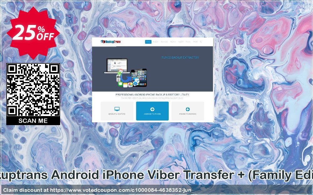 Backuptrans Android iPhone Viber Transfer +, Family Edition  Coupon, discount Back to School Discount. Promotion: awful sales code of Backuptrans Android iPhone Viber Transfer + (Family Edition) 2024