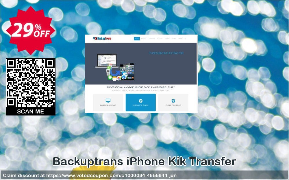 Backuptrans iPhone Kik Transfer Coupon, discount Backuptrans iPhone Kik Transfer (Personal Edition) amazing promo code 2024. Promotion: wonderful discount code of Backuptrans iPhone Kik Transfer (Personal Edition) 2024