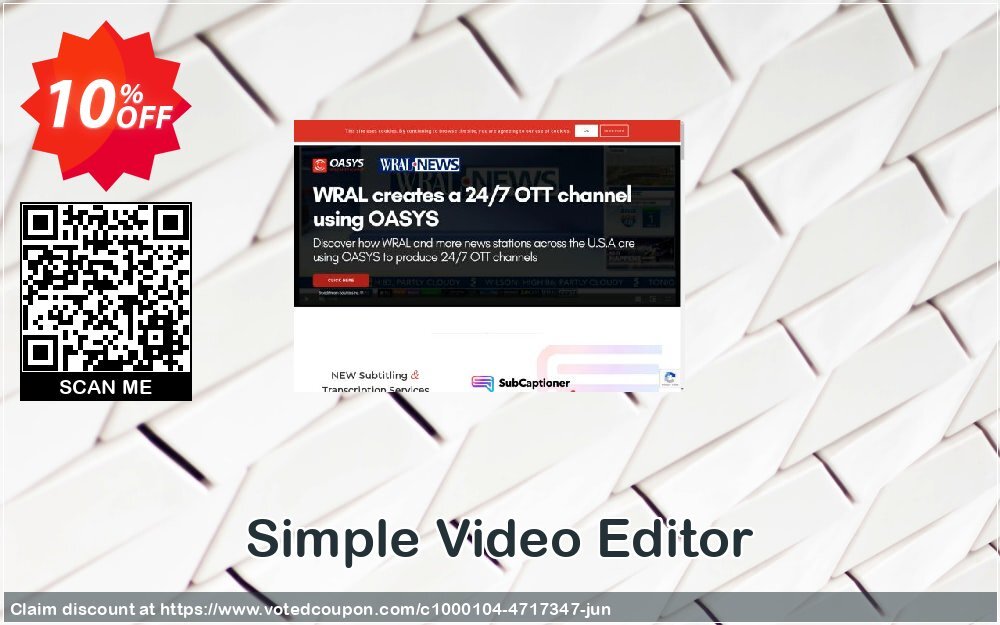 Simple Video Editor Coupon, discount Simple Video Editor imposing sales code 2024. Promotion: imposing sales code of Simple Video Editor 2024