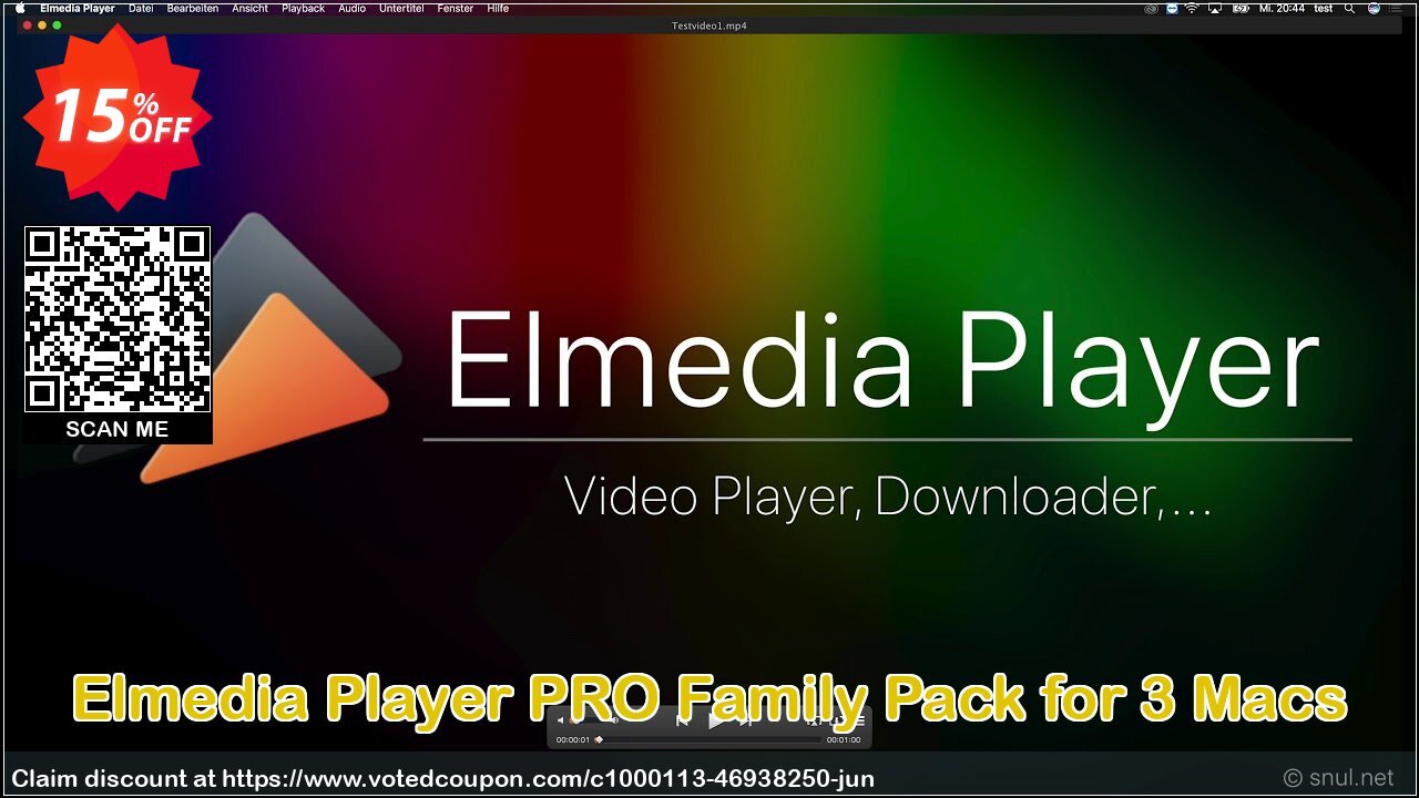 Elmedia Player PRO Family Pack for 3 MACs Coupon, discount 15% OFF Elmedia Player PRO Family Pack for 3 Macs, verified. Promotion: Staggering sales code of Elmedia Player PRO Family Pack for 3 Macs, tested & approved