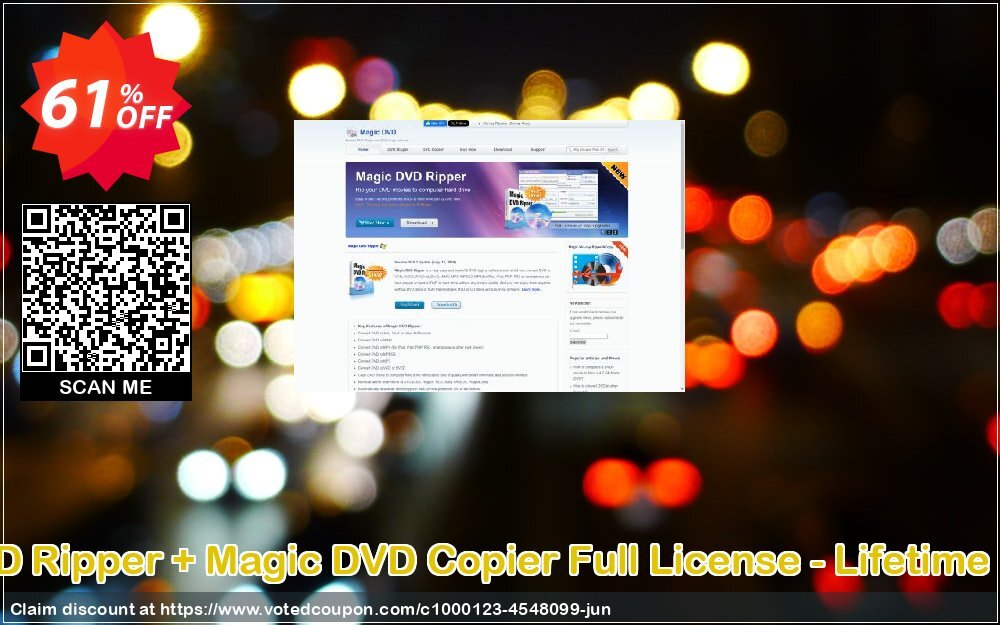 Magic DVD Ripper + Magic DVD Copier Full Plan - Lifetime Upgrades Coupon, discount Promotion offer for MDC+MDR(FL+lifetime). Promotion: awful promotions code of Magic DVD Ripper + DVD Copier (Full License + Lifetime Upgrades) 2024
