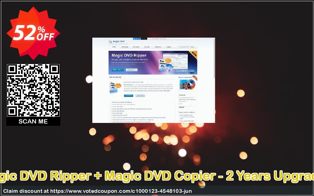 Magic DVD Ripper + Magic DVD Copier - 2 Years Upgrades Coupon, discount Promotion coupon for MDR+MDC(2upgrade). Promotion: big discount code of 2 Years Upgrades for Magic DVD Ripper + Copier 2024