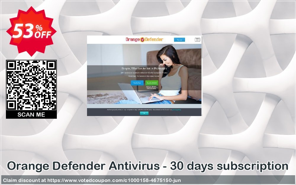 Orange Defender Antivirus - 30 days subscription Coupon, discount Spring Offer 50% OFF. Promotion: awful sales code of Orange Defender Antivirus - 30 days subscription 2024
