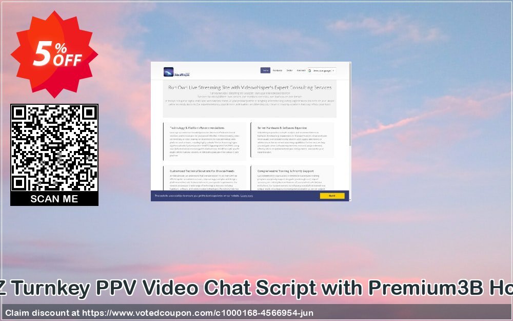 VideoGirls BiZ Turnkey PPV Video Chat Script with Premium3B Hosting Monthly Coupon, discount Give Me Five 5% Discount. Promotion: dreaded discount code of VideoGirls BiZ Turnkey PPV Video Chat Script with Premium3B Hosting Monthly 2024