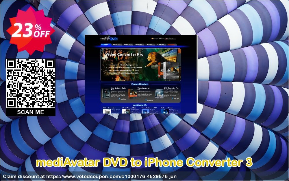 mediAvatar DVD to iPhone Converter 3 Coupon, discount mediAvatar DVD to iPhone Converter 3 impressive discounts code 2024. Promotion: impressive discounts code of mediAvatar DVD to iPhone Converter 3 2024