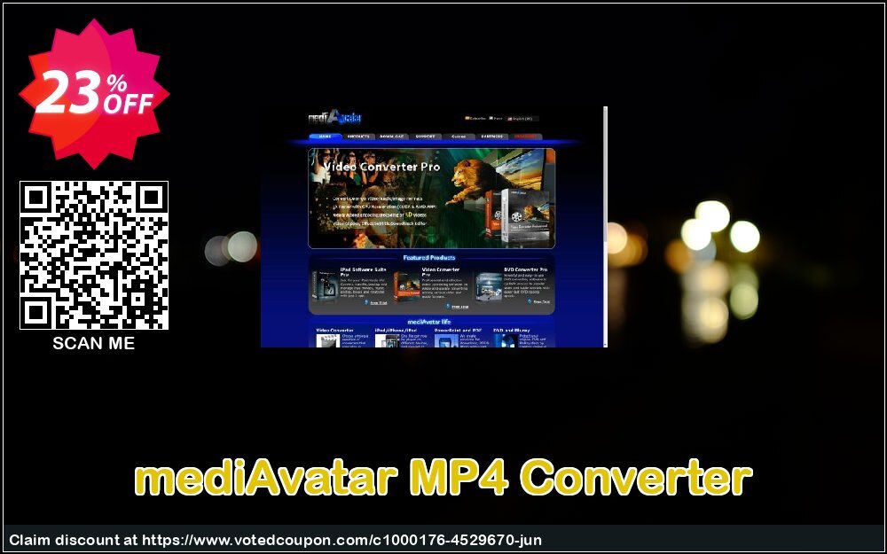 mediAvatar MP4 Converter Coupon, discount mediAvatar MP4 Converter fearsome deals code 2024. Promotion: fearsome deals code of mediAvatar MP4 Converter 2024