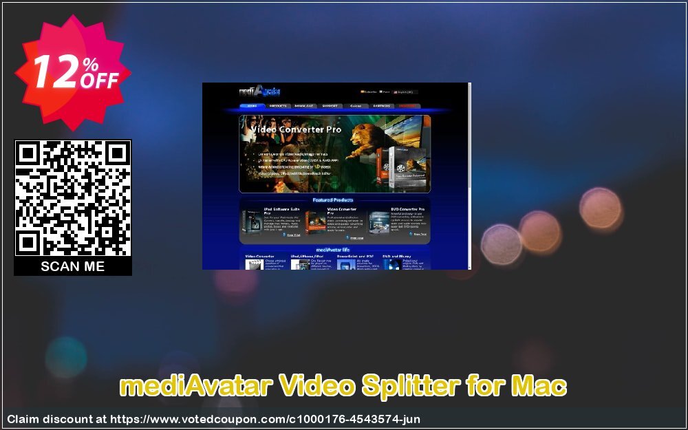 mediAvatar Video Splitter for MAC Coupon, discount mediAvatar Video Splitter for Mac special discount code 2024. Promotion: special discount code of mediAvatar Video Splitter for Mac 2024