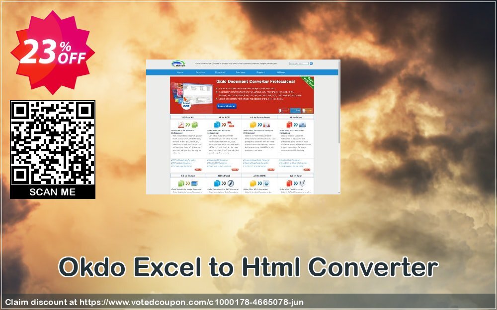 Okdo Excel to Html Converter Coupon, discount Okdo Excel to Html Converter amazing deals code 2024. Promotion: amazing deals code of Okdo Excel to Html Converter 2024