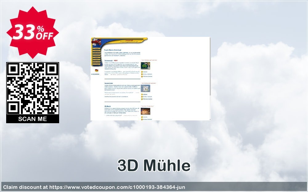 3D Mühle Coupon, discount Affiliates 30% off. Promotion: super discounts code of 3D Mühle 2024