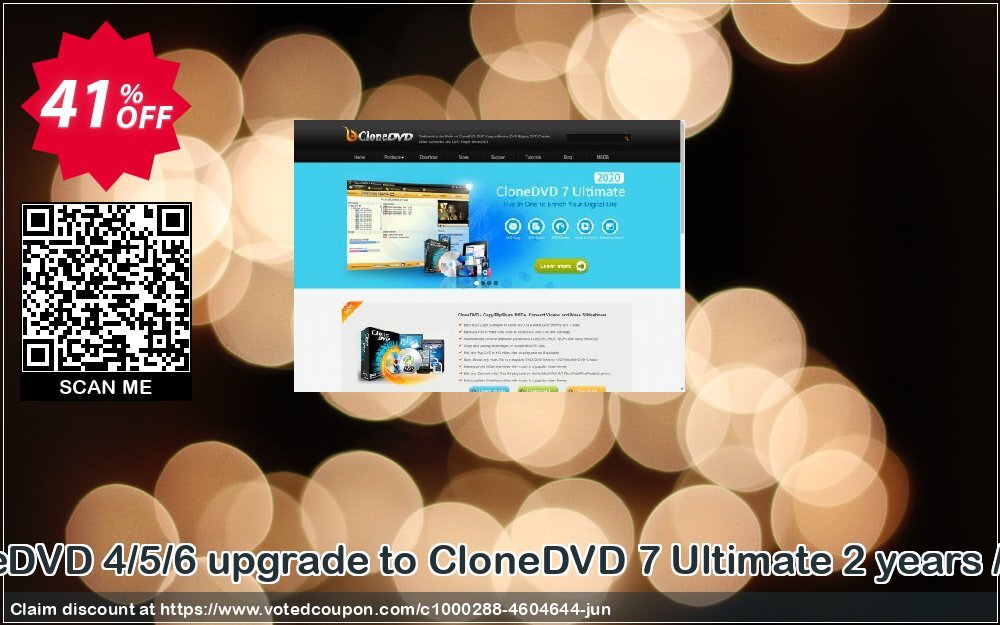 CloneDVD 4/5/6 upgrade to CloneDVD 7 Ultimate 2 years / 1 PC
