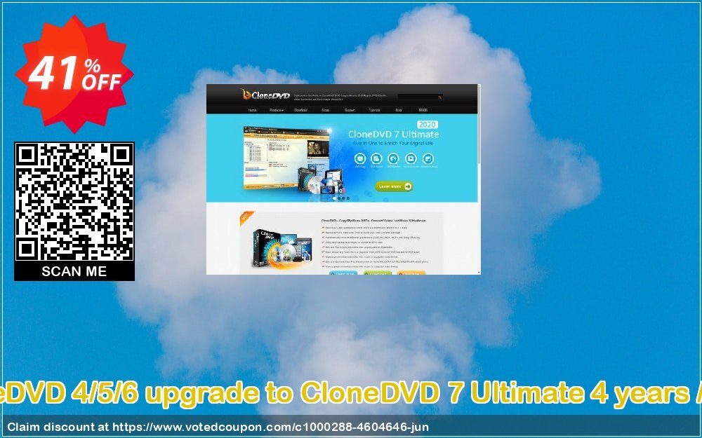 CloneDVD 4/5/6 upgrade to CloneDVD 7 Ultimate 4 years / 1 PC Coupon Code Jun 2024, 41% OFF - VotedCoupon