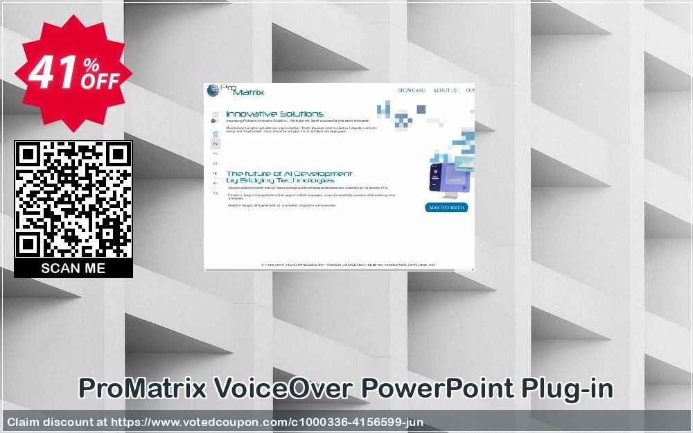 ProMatrix VoiceOver PowerPoint Plug-in Coupon, discount VoiceOver PowerPoint Plug-in awesome promo code 2024. Promotion: awesome promo code of VoiceOver PowerPoint Plug-in 2024