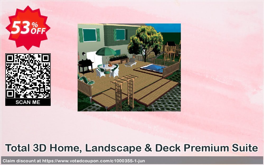 Total 3D Home, Landscape & Deck Premium Suite Coupon, discount 40% OFF Total 3D Home, Landscape & Deck Premium Suite, verified. Promotion: Amazing promo code of Total 3D Home, Landscape & Deck Premium Suite, tested & approved