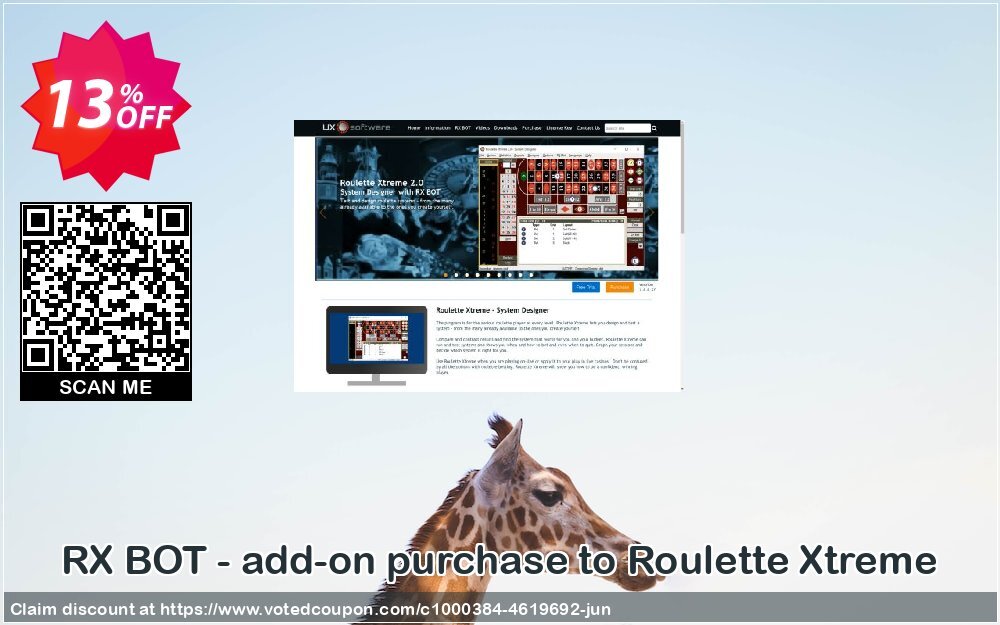 RX BOT - add-on purchase to Roulette Xtreme Coupon, discount RX BOT - add-on purchase to Roulette Xtreme dreaded promo code 2024. Promotion: dreaded promo code of RX BOT - add-on purchase to Roulette Xtreme 2024