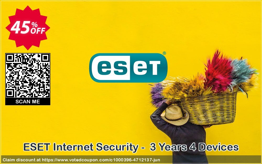 ESET Internet Security -  3 Years 4 Devices Coupon, discount ESET Internet Security - Abonnement 3 ans pour 4 ordinateurs big deals code 2024. Promotion: big deals code of ESET Internet Security - Abonnement 3 ans pour 4 ordinateurs 2024