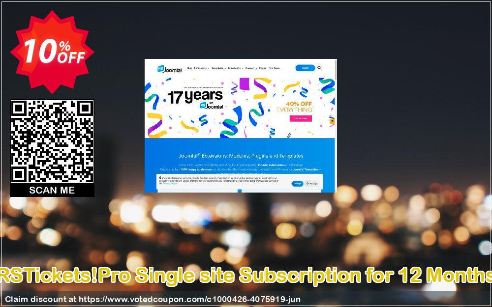 RSTickets!Pro Single site Subscription for 12 Months Coupon, discount RSTickets!Pro Single site Subscription for 12 Months staggering promotions code 2024. Promotion: staggering promotions code of RSTickets!Pro Single site Subscription for 12 Months 2024