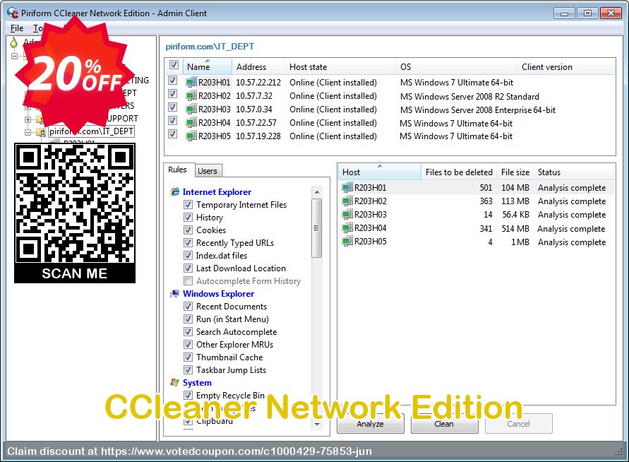 CCleaner Network Edition Coupon, discount . Promotion: Exclusive coupon code for CCleaner Network