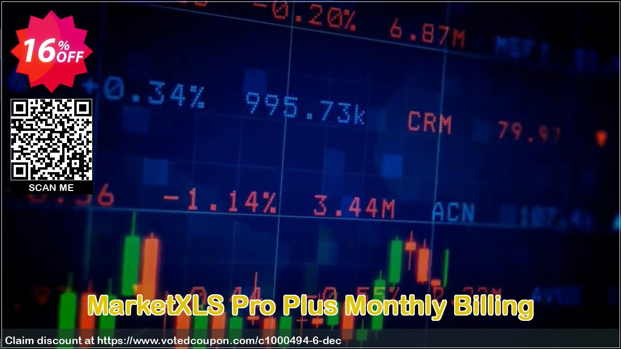 MarketXLS Pro Plus Monthly Billing Coupon, discount 15% OFF MarketXLS Pro Plus Monthly Billing, verified. Promotion: Super discount code of MarketXLS Pro Plus Monthly Billing, tested & approved