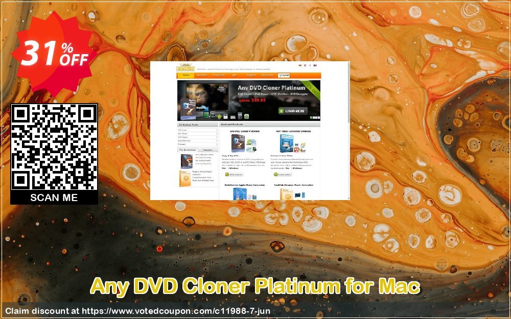Any DVD Cloner Platinum for MAC Coupon, discount Coupon from ANYDVDCL any-dvd-cloner.com. Promotion: 