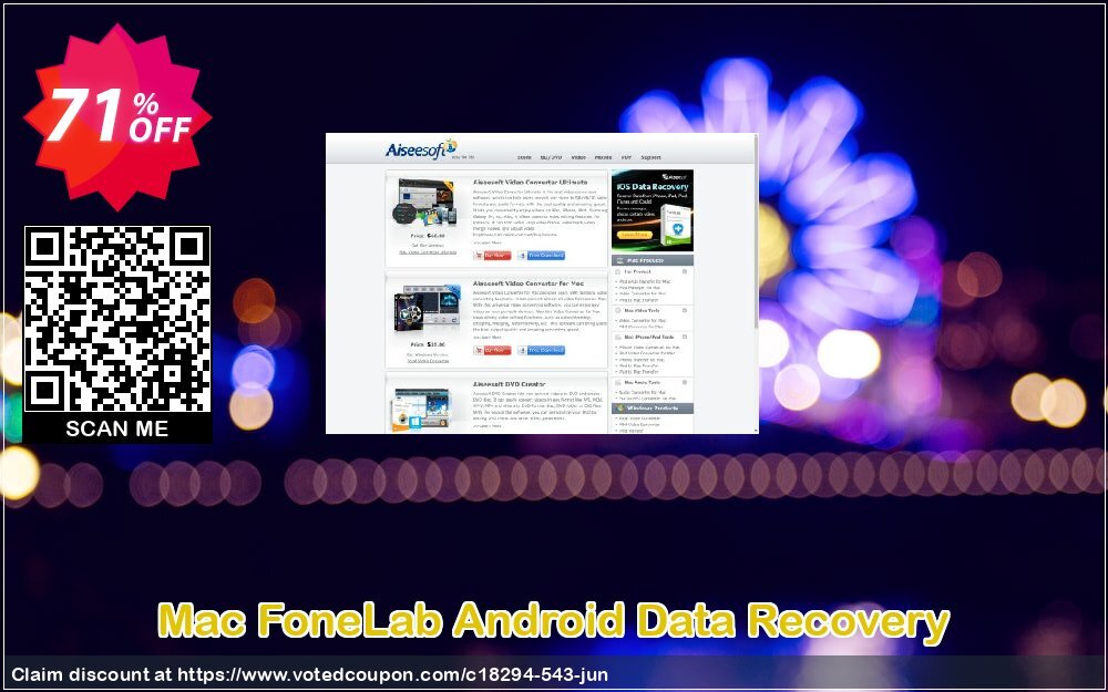 MAC FoneLab Android Data Recovery Coupon, discount 50% Aiseesoft. Promotion: 