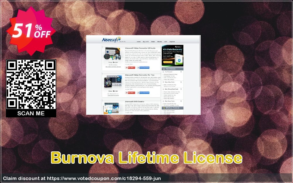 Burnova Lifetime Plan Coupon, discount Burnova special promo code 2024. Promotion: 40% Aiseesoft Coupon code for Burnova Lifetime license 
